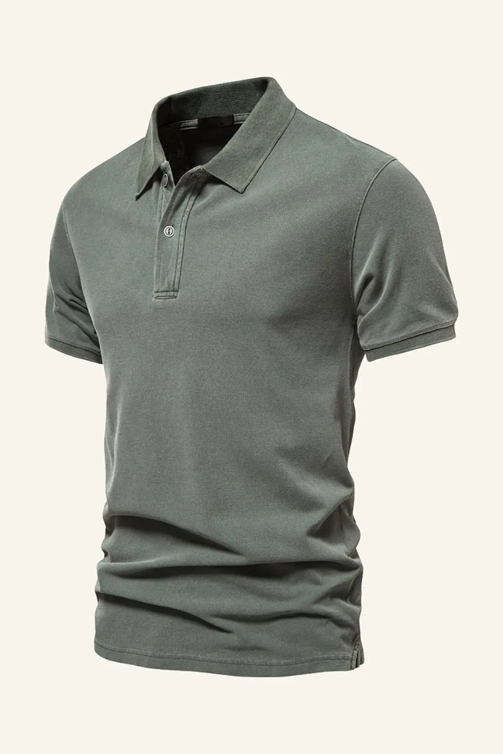 Classic Grey Green Regular Fit Collared Short Sleeves Men's Polo Shirt sold by Zapaka product image thumbnail 3