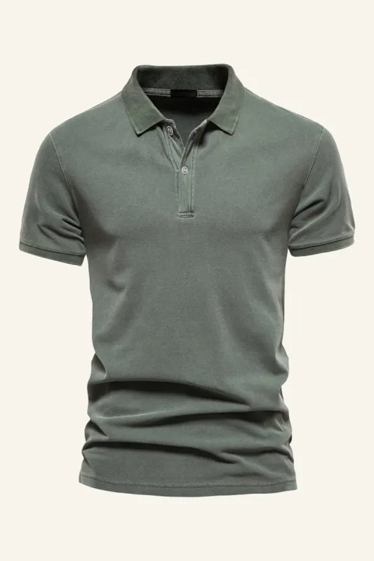 Classic Grey Green Regular Fit Collared Short Sleeves Men's Polo Shirt sold by Zapaka