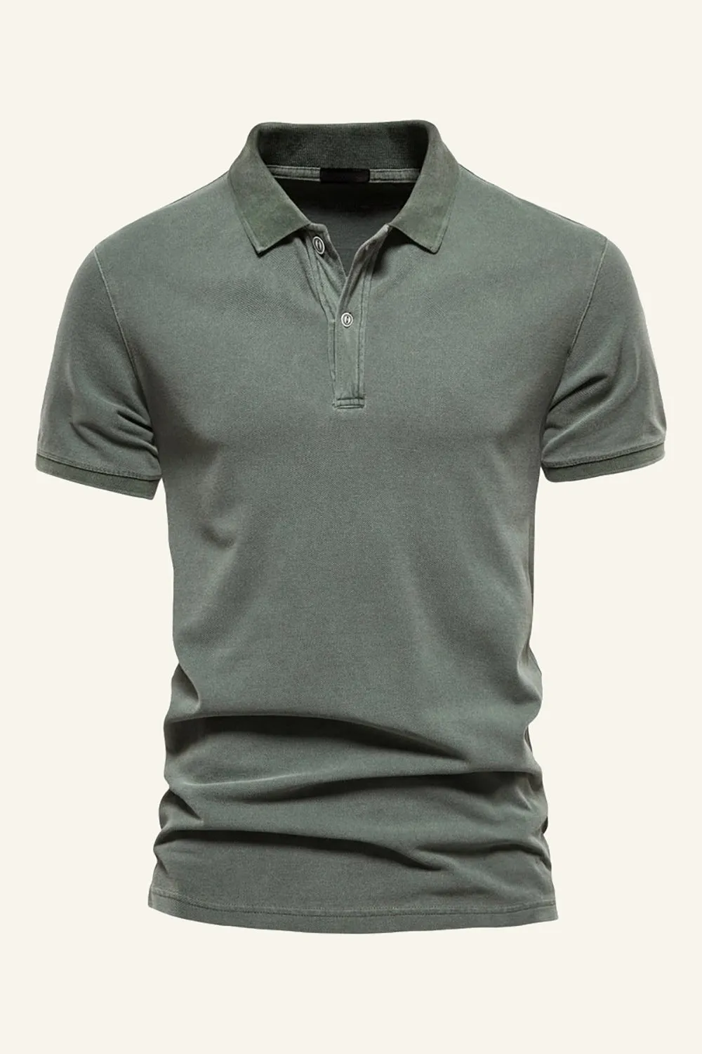 Classic Grey Green Regular Fit Collared Short Sleeves Men's Polo Shirt sold by Zapaka