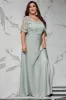 Grey Plus Size Mother of Bride Dress with Lace sold by Zapaka