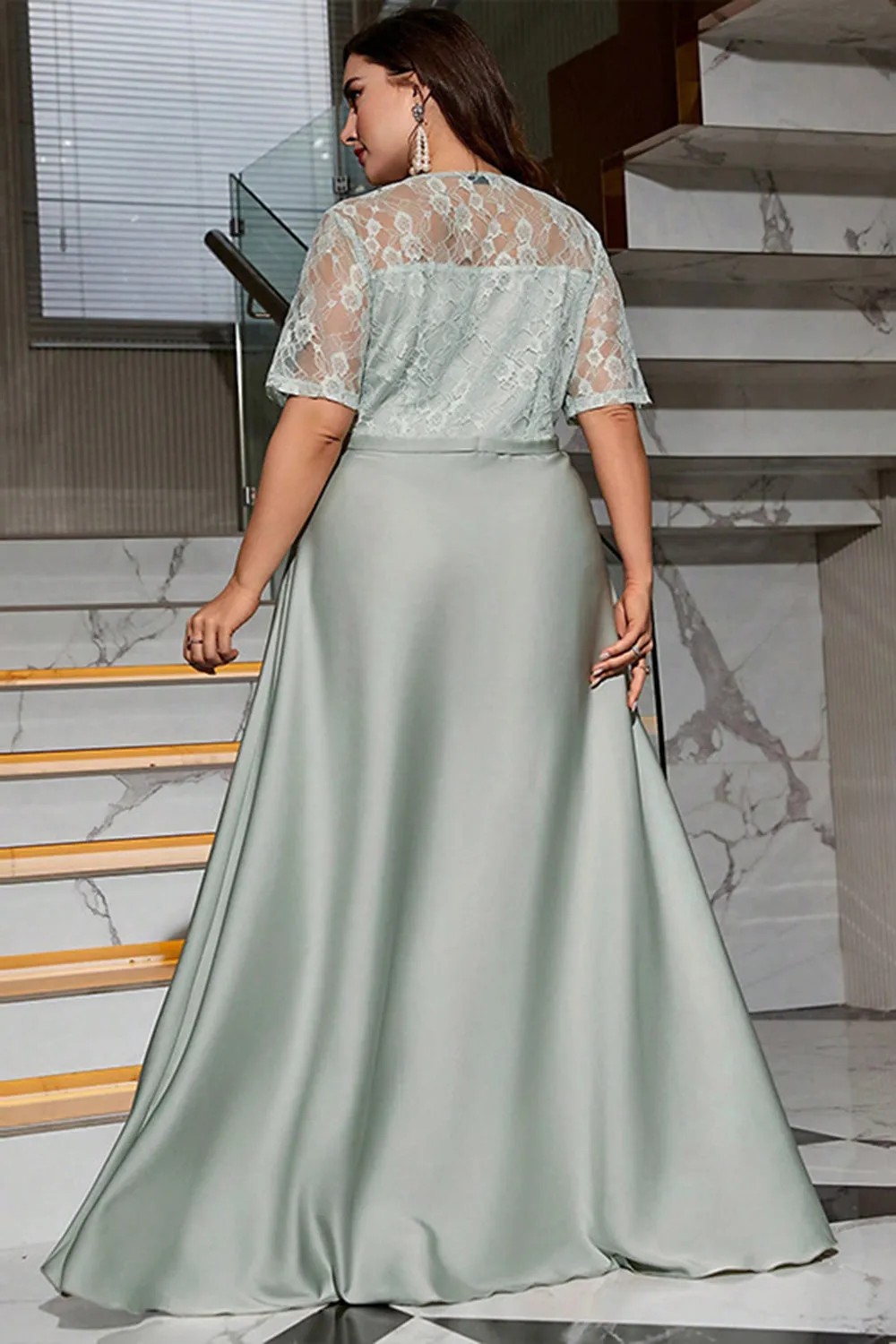 Grey Plus Size Mother of Bride Dress with Lace sold by Zapaka product image thumbnail 2
