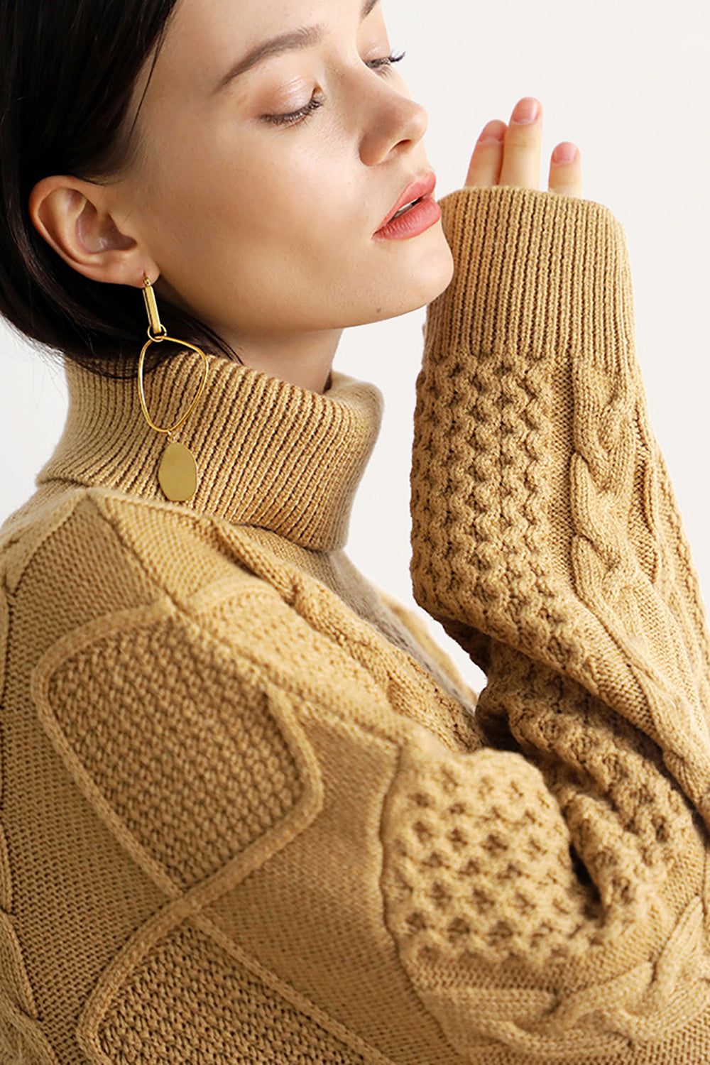 Camel Knitted Turtleneck Sweater sold by Zapaka product image thumbnail 5