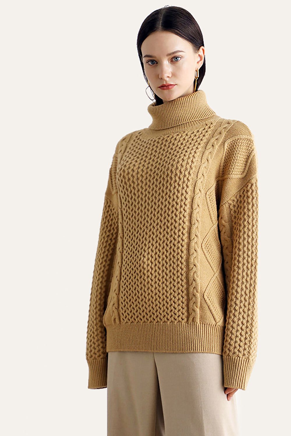 Camel Knitted Turtleneck Sweater sold by Zapaka product image thumbnail 3
