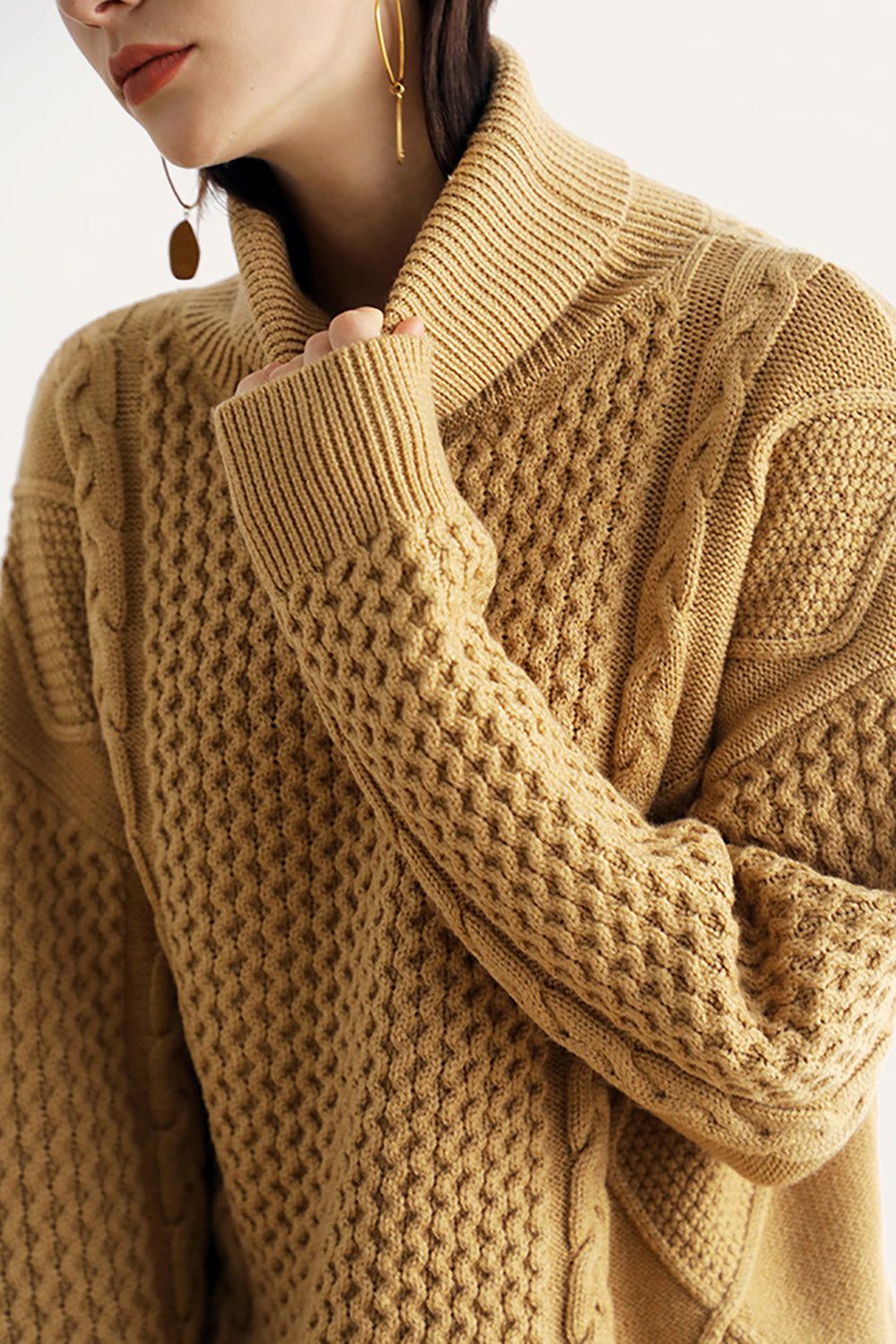 Camel Knitted Turtleneck Sweater sold by Zapaka product image thumbnail 4
