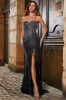 Glitter Strapless Mermaid Black Prom Dress with Slit sold by Zapaka