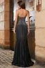Glitter Strapless Mermaid Black Prom Dress with Slit sold by Zapaka