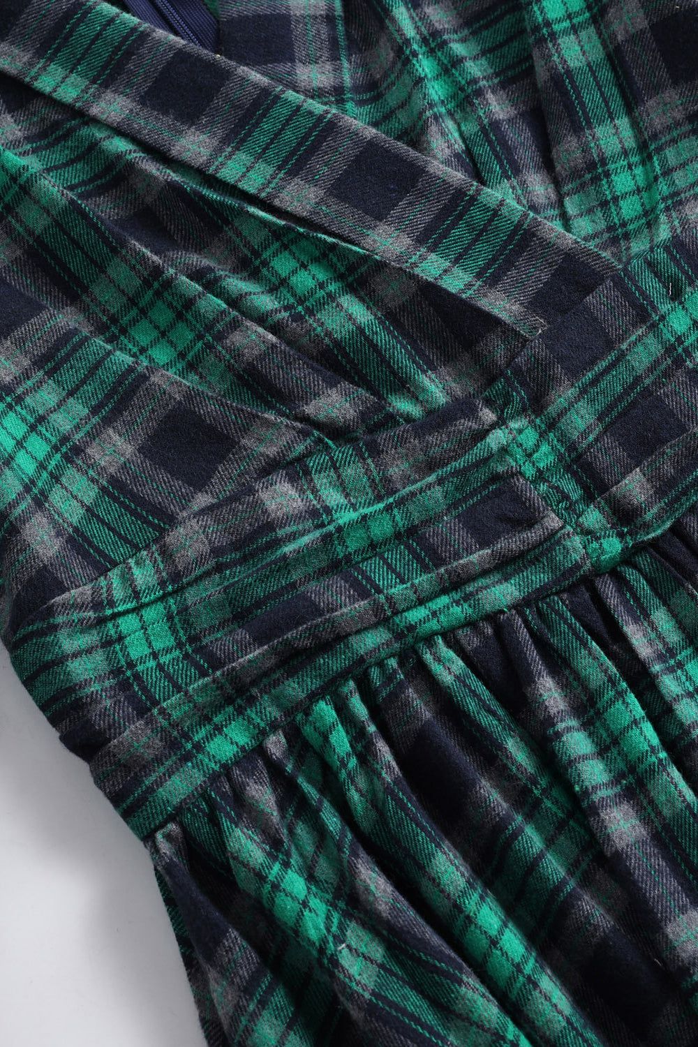 Green V Neck Plaid Vintage Dress sold by Zapaka product image thumbnail 5