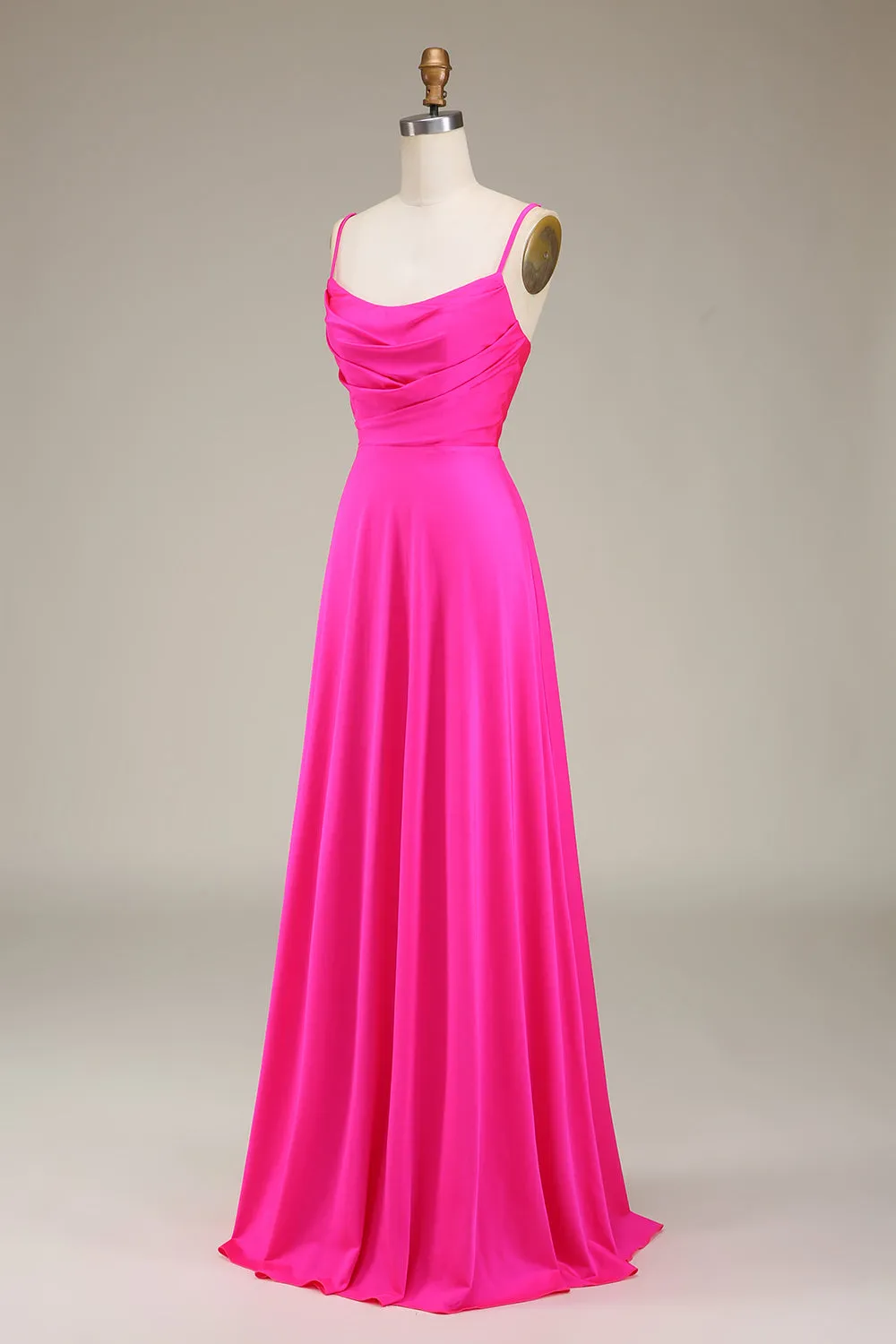Hot Pink Spaghetti Straps A-line Prom Dress with Pleated sold by Zapaka product image thumbnail 4