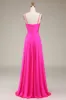 Hot Pink Spaghetti Straps A-line Prom Dress with Pleated sold by Zapaka