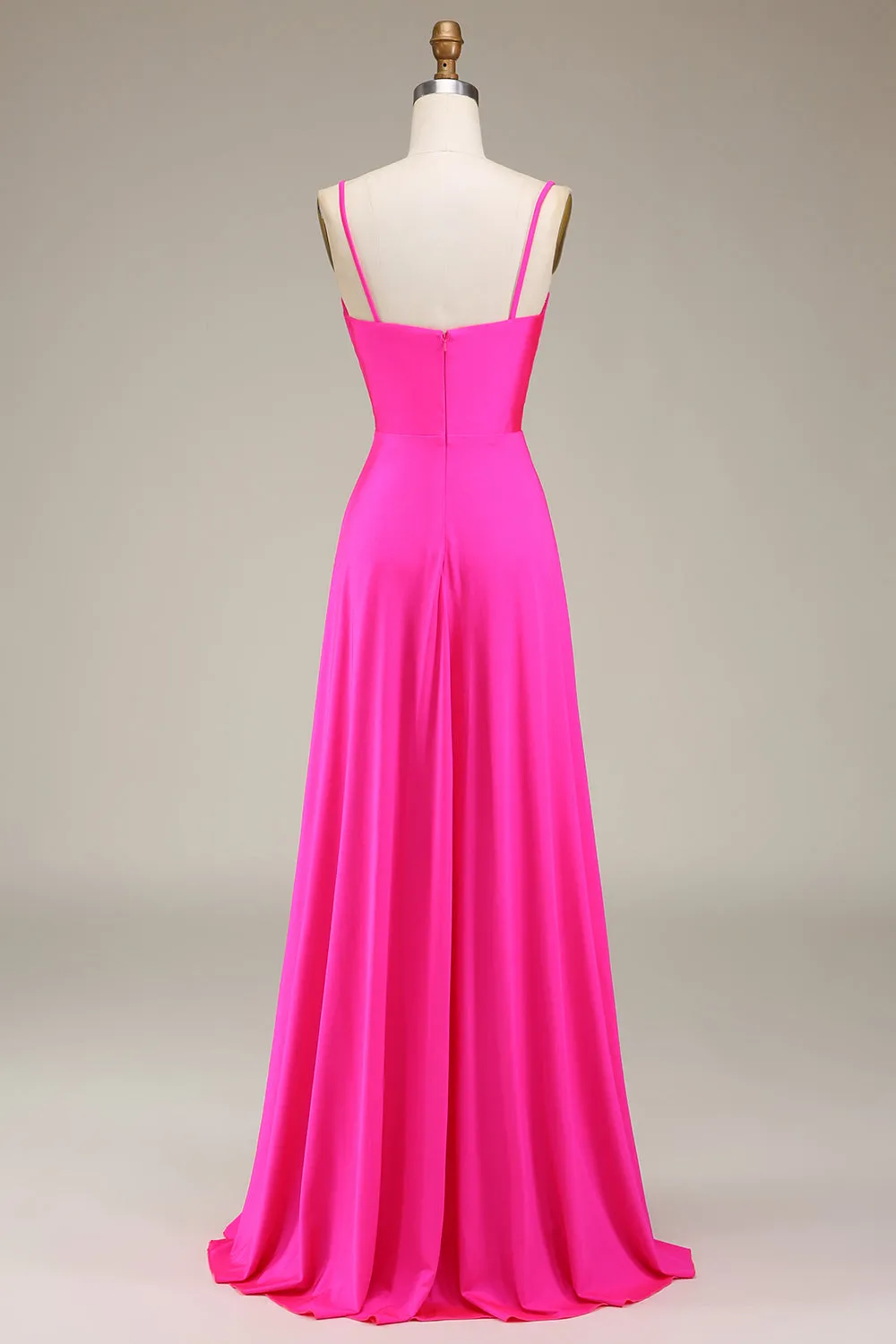Hot Pink Spaghetti Straps A-line Prom Dress with Pleated sold by Zapaka product image thumbnail 3