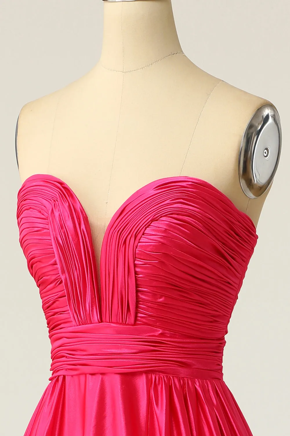 A Line Sweetheart Fuchsia Long Prom Dress with Ruched sold by Zapaka product image thumbnail 5