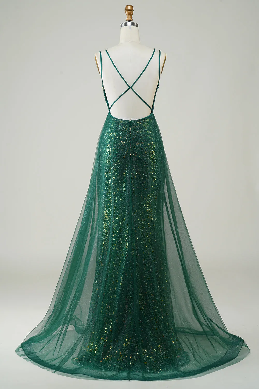 Sparkly Dark Green Beaded Long Prom Dress sold by Zapaka product image thumbnail 2