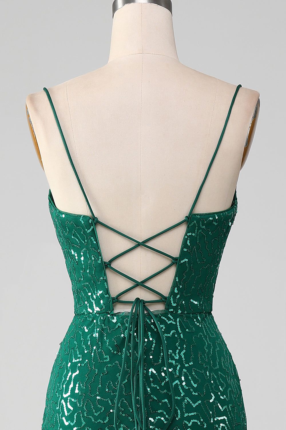 Sparkly Dark Green Beaded Sequins Long Prom Dress with Slit sold by Zapaka product image thumbnail 4