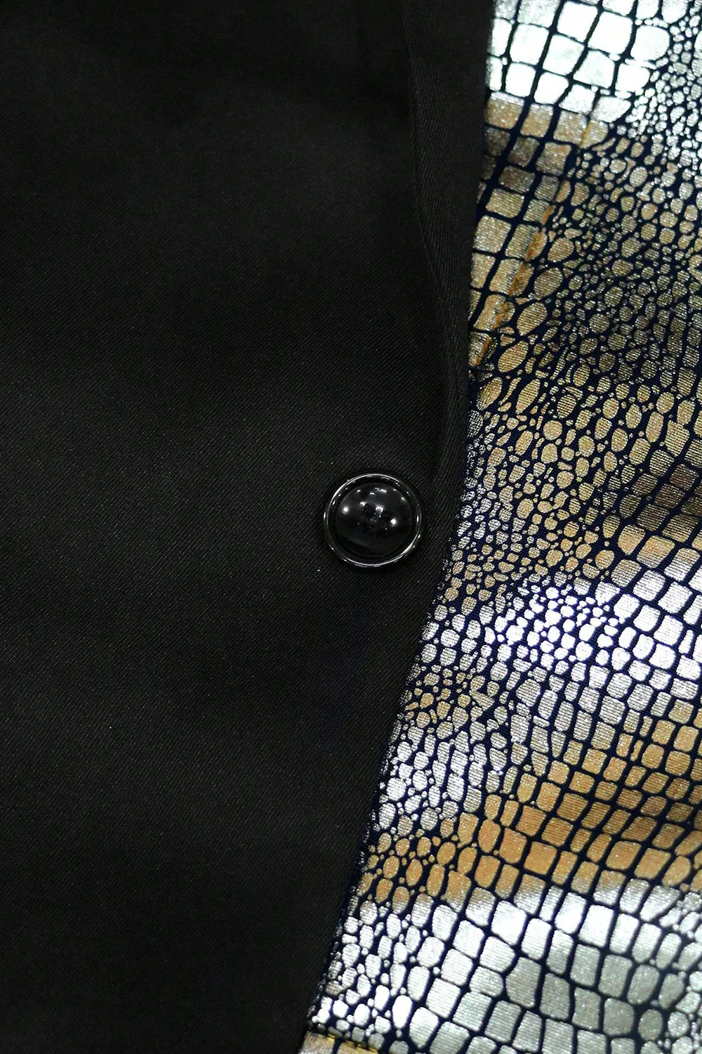 Sparkly Black Golden 2 Pieces One Button Notched Lapel Men's Prom Suit sold by Zapaka product image thumbnail 3