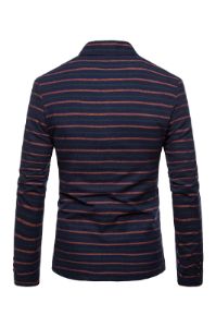 Navy Notched Lapel Orange Striped Men's Blazer sold by Zapaka