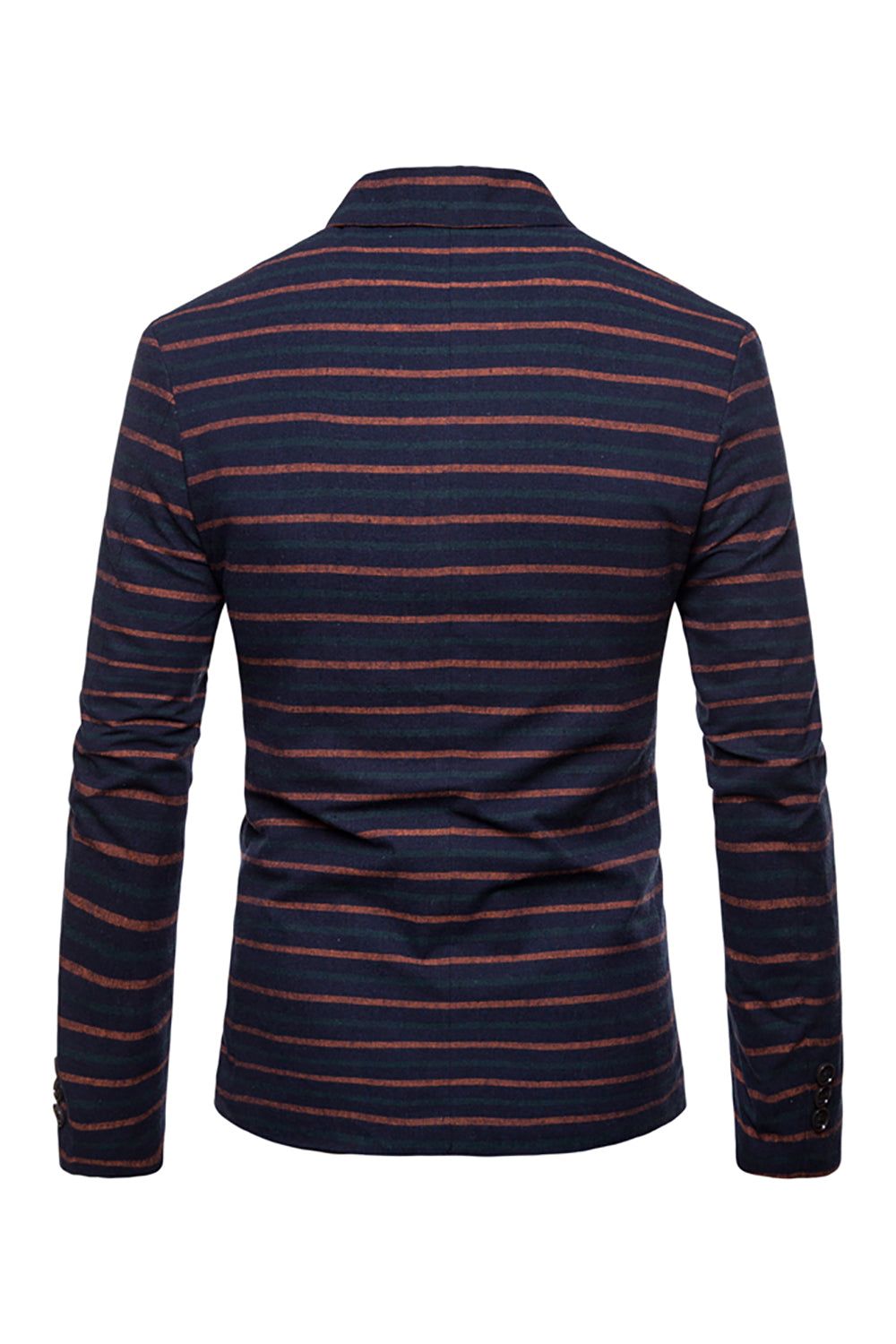 Navy Notched Lapel Orange Striped Men's Blazer sold by Zapaka product image thumbnail 2