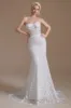 White Mermaid Lace Detachable Puff Sleeves Sweep Train Bridal Dress sold by Zapaka