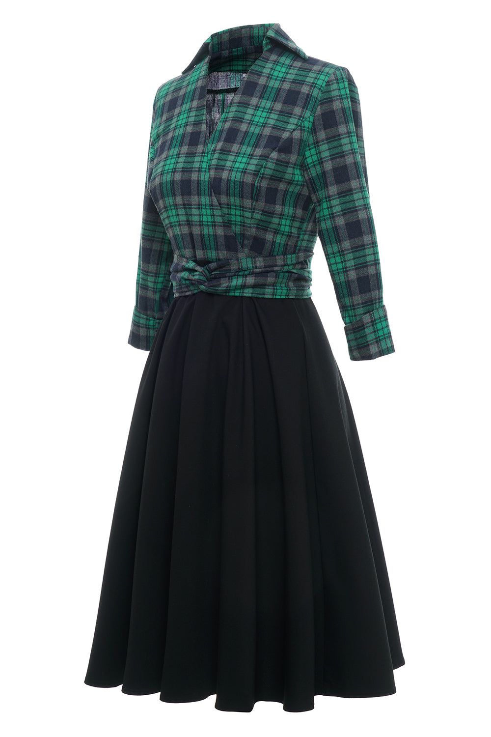 Green Plaid Vintage Dress with Long Sleeves sold by Zapaka product image thumbnail 3