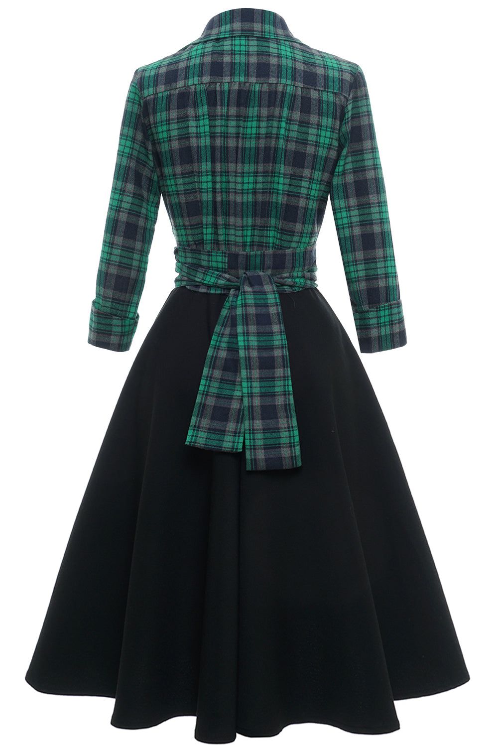 Green Plaid Vintage Dress with Long Sleeves sold by Zapaka product image thumbnail 2