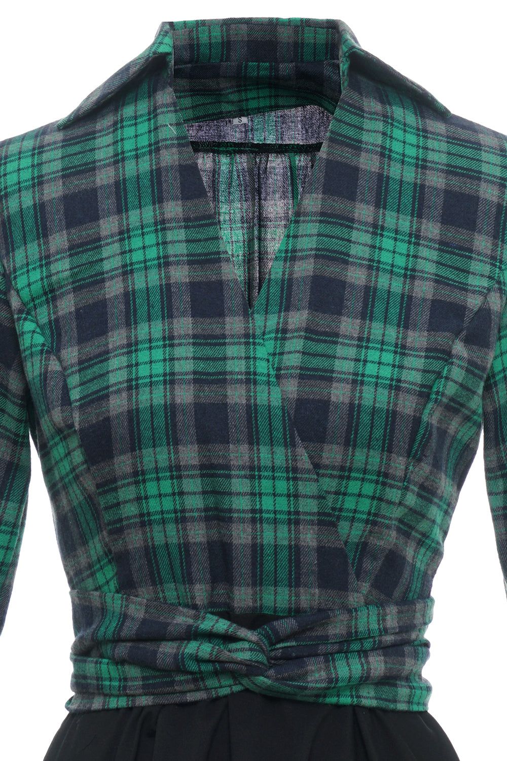 Green Plaid Vintage Dress with Long Sleeves sold by Zapaka product image thumbnail 4