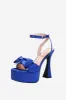 Chunky Hot Pink High Heel Sandals with Bow sold by Zapaka