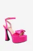 Chunky Hot Pink High Heel Sandals with Bow sold by Zapaka