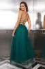Sparkly Tulle Lace-Up Back Pine Formal Dress with Sequins sold by Zapaka