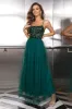 Sparkly Tulle Lace-Up Back Pine Formal Dress with Sequins sold by Zapaka
