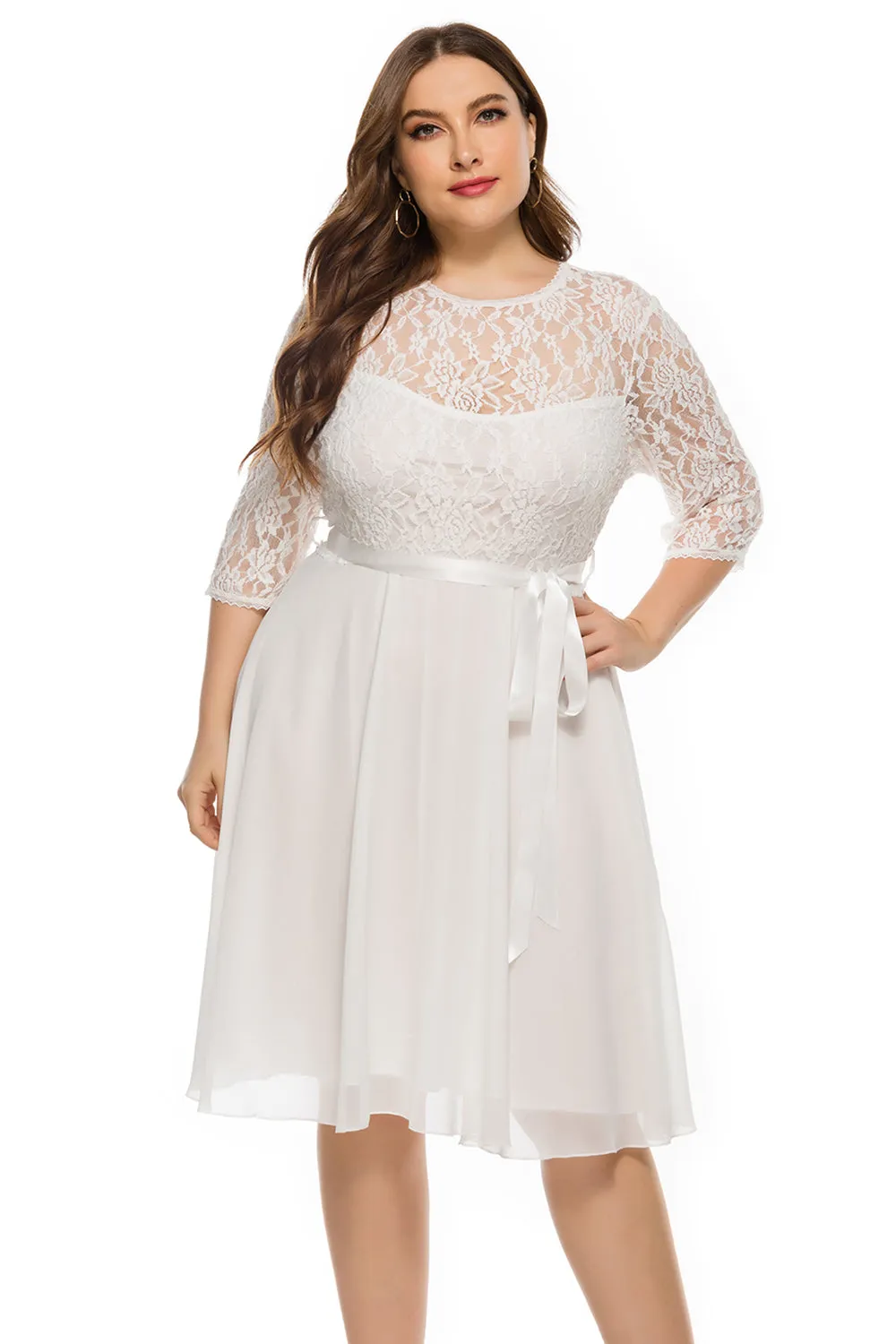 Plus Size Burgundy Lace Party Dress sold by Zapaka product image thumbnail 4