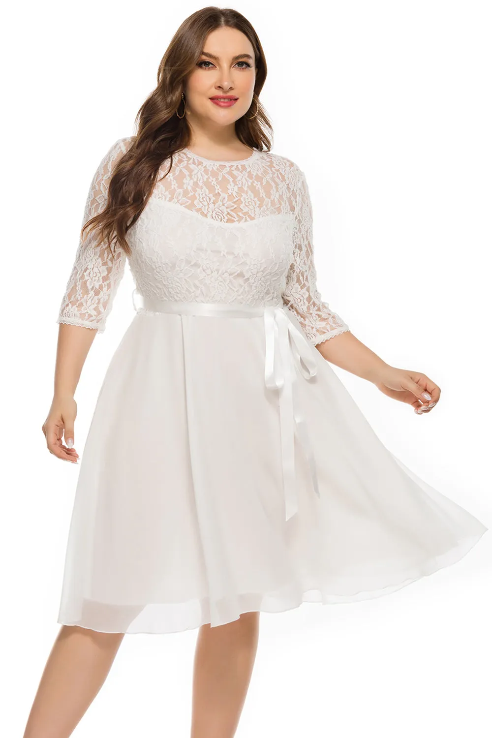 Plus Size Burgundy Lace Party Dress sold by Zapaka product image thumbnail 5