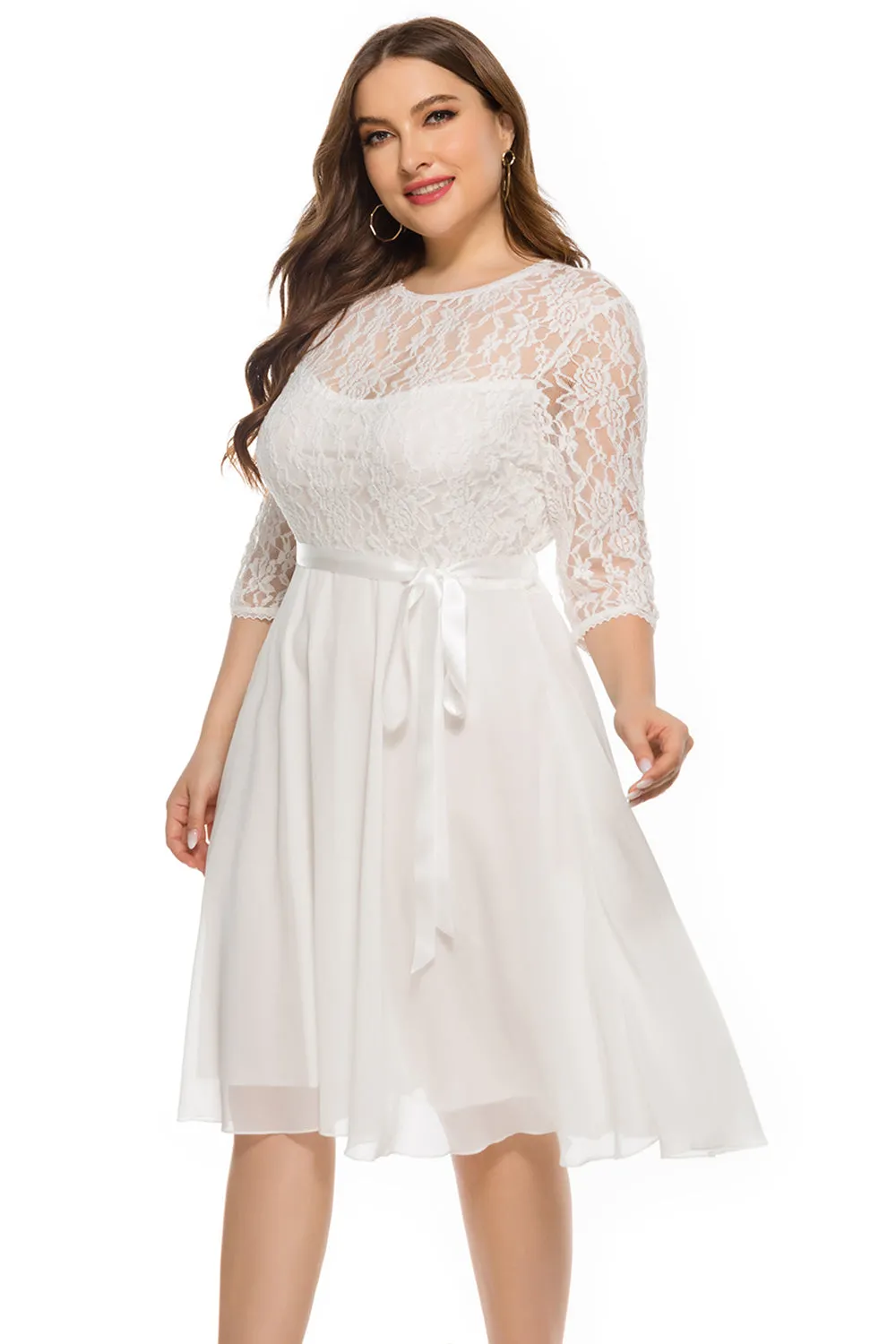 Plus Size Burgundy Lace Party Dress sold by Zapaka product image thumbnail 3