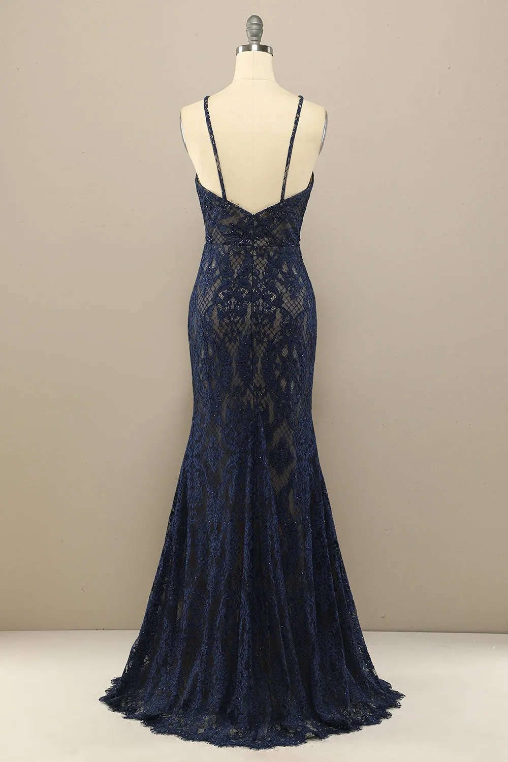 Navy Mermaid Lace Long Prom Dress sold by Zapaka product image thumbnail 2