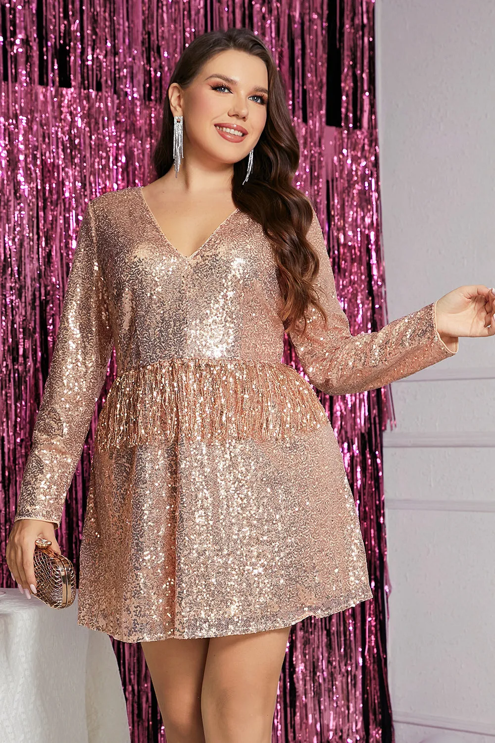 Sparkly Peacock Green A Line V Neck Homecoming Dress sold by Zapaka product image thumbnail 5