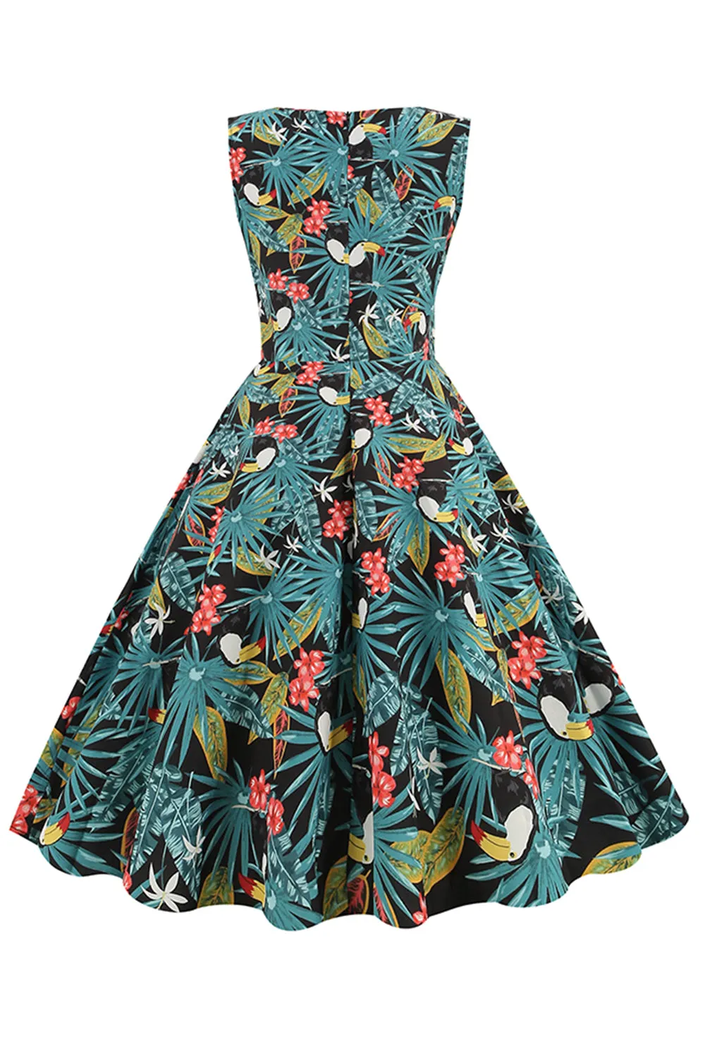 Green Leaves Printed Vintage 1950s Dress sold by Zapaka product image thumbnail 2