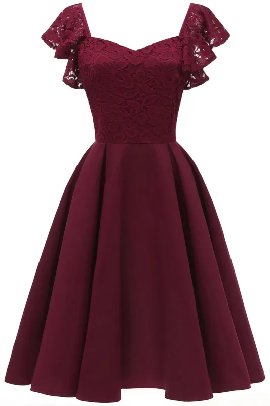 Sweetheart Burgundy Cocktail Party Dress sold by Zapaka