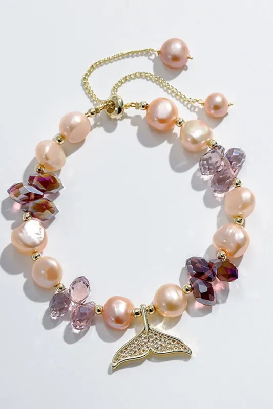 Blush Freshwater Pearl Bracelet with Fish Tail sold by Zapaka