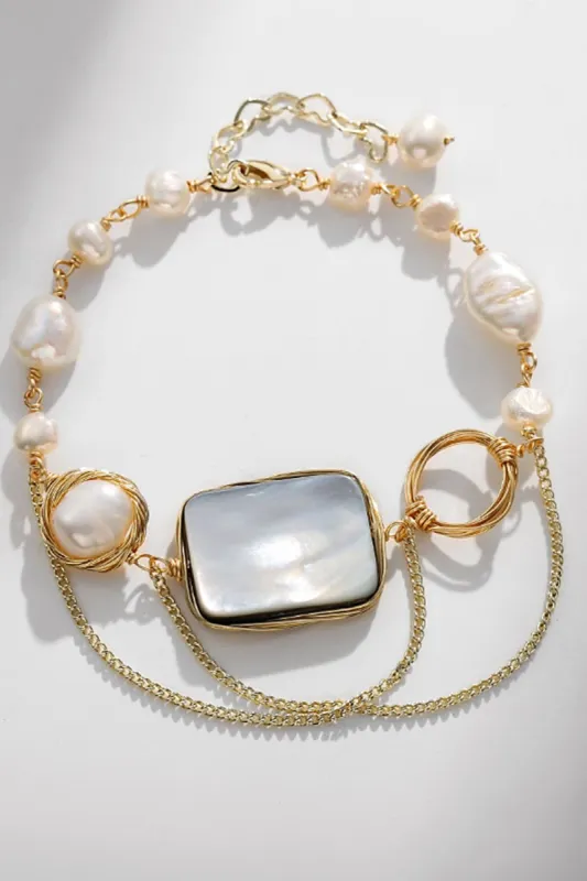 White Exquisite Natural Freshwater Pearls Bracelet sold by Zapaka