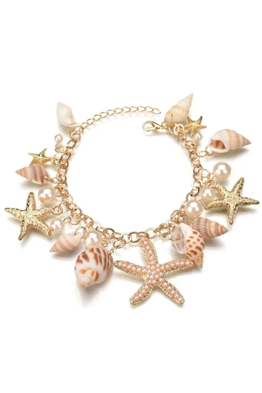 Beach Bohemian Shell and Starfish Bracelet sold by Zapaka