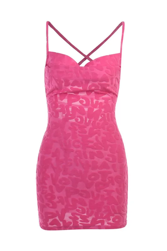 Lace-Up Back Fuchsia Bodycon Party Dress sold by Zapaka