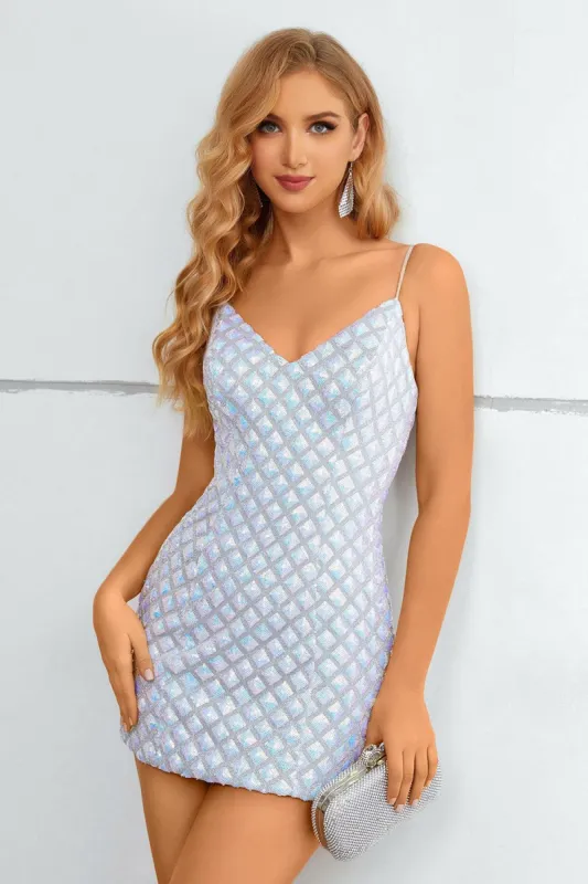 Light Blue Spaghetti Straps Bodycon Homecoming Dress sold by Zapaka