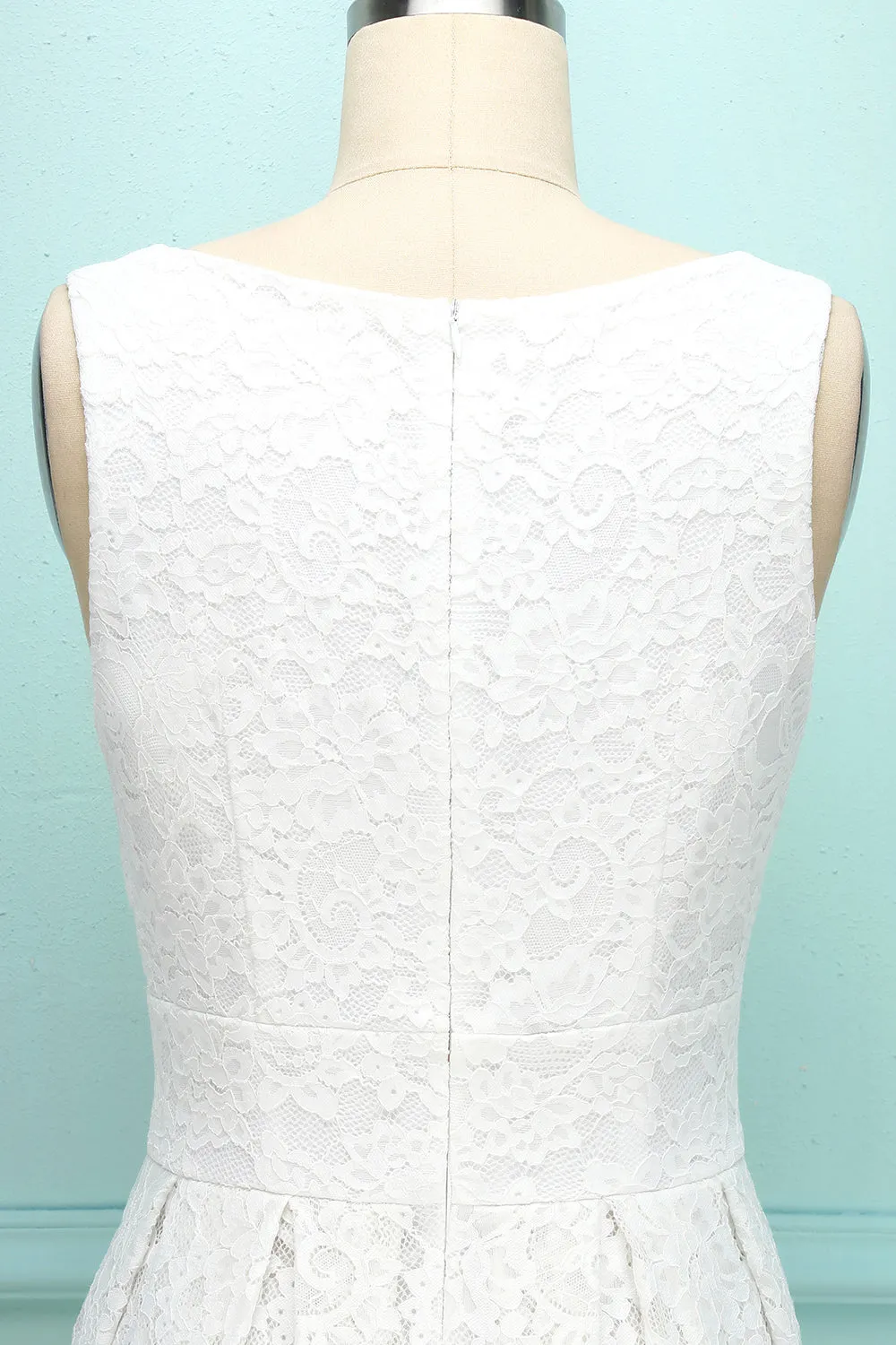 White V-neck Lace Dress sold by Zapaka product image thumbnail 4