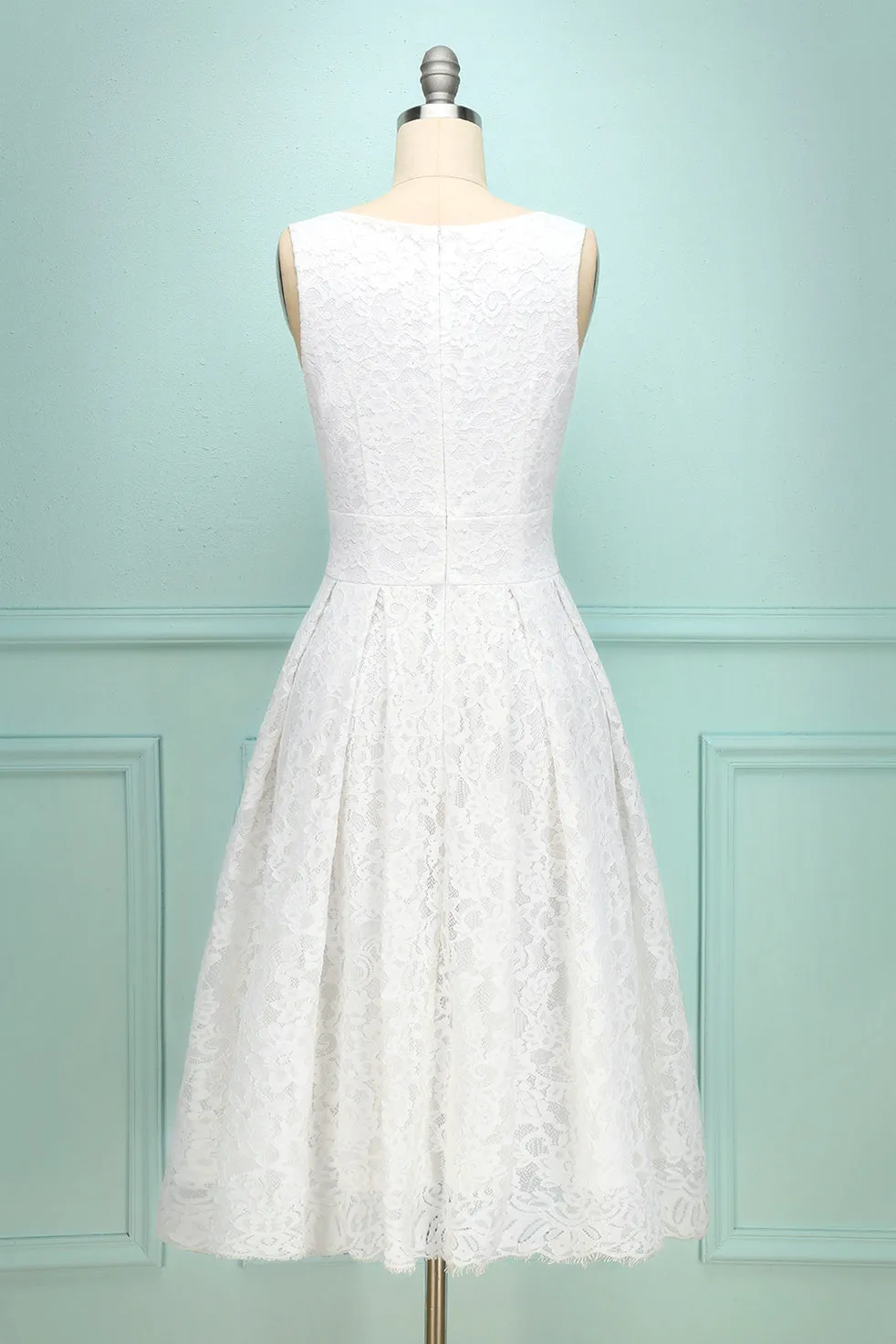White V-neck Lace Dress sold by Zapaka product image thumbnail 2