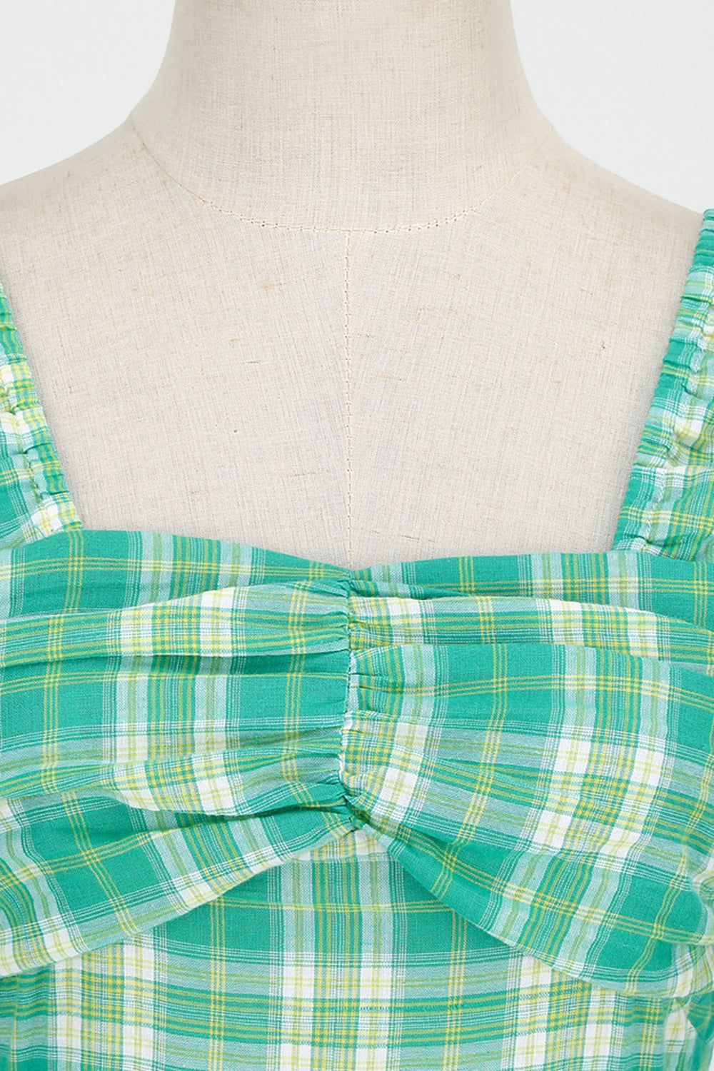 One-Line Neck High-Waisted Vintage Plaid Dress sold by Zapaka product image thumbnail 4