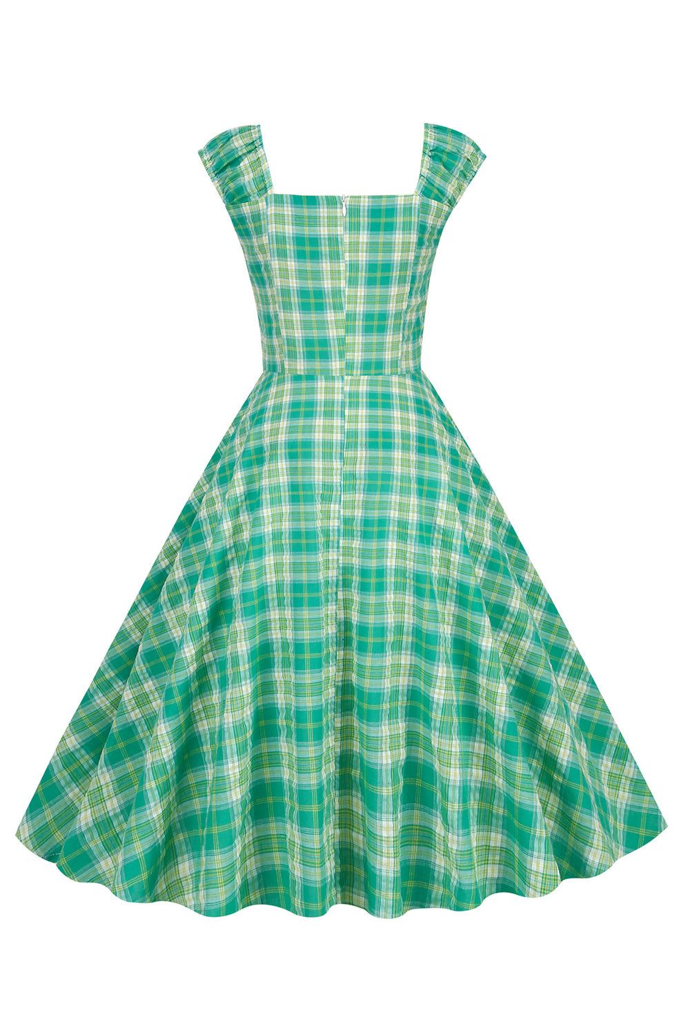 One-Line Neck High-Waisted Vintage Plaid Dress sold by Zapaka product image thumbnail 2