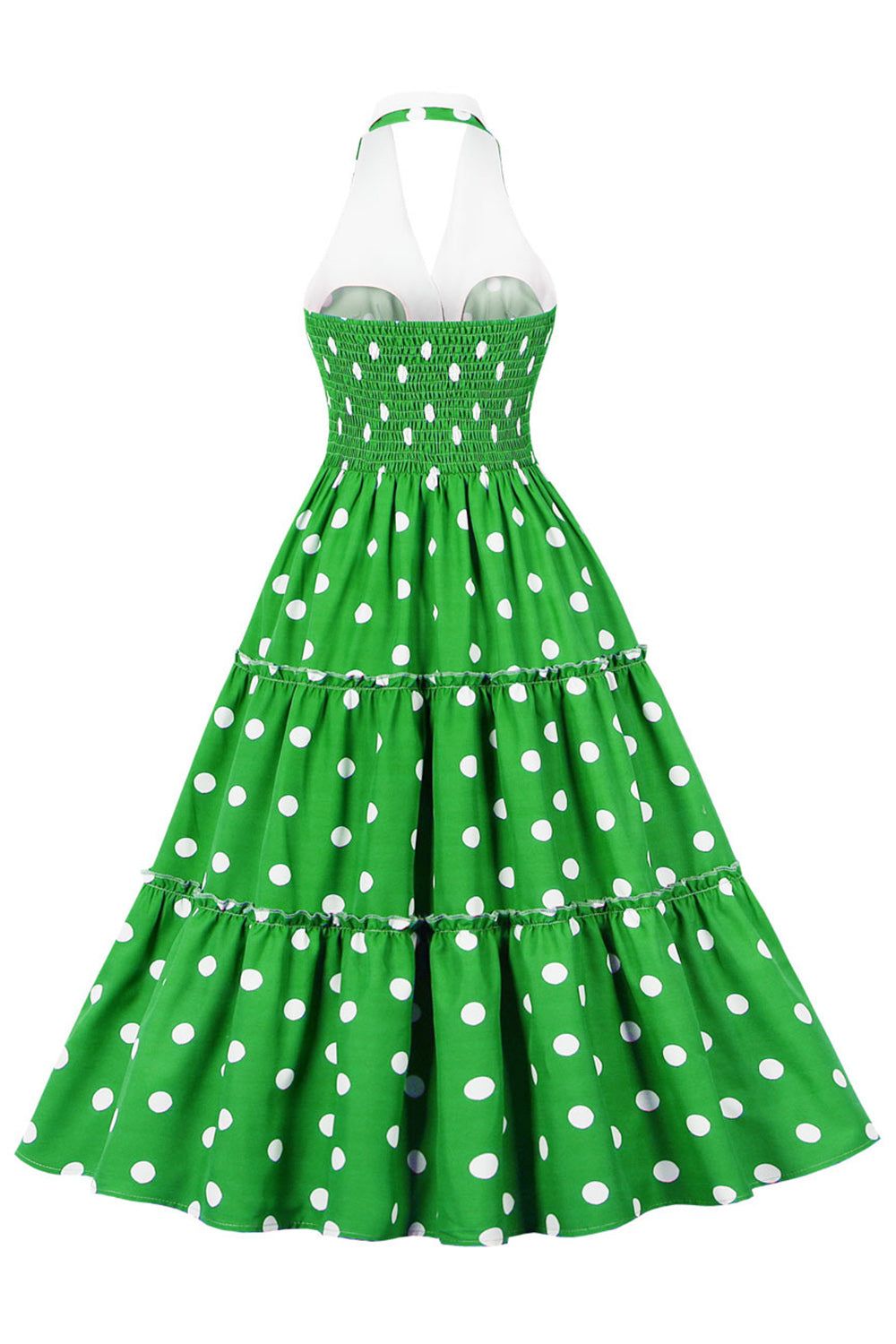 Green A Line Halter Polka Dots 1950s Dress sold by Zapaka product image thumbnail 2