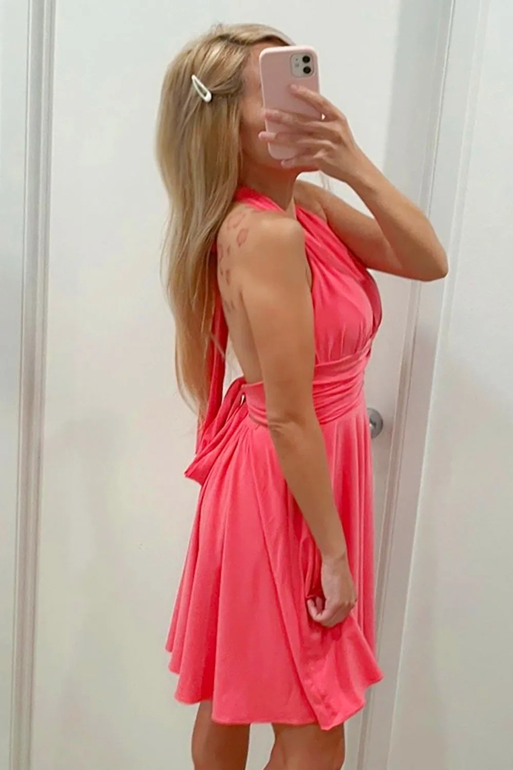 Cute Fuchsia Halter Backless Short Homecoming Dress sold by Zapaka product image thumbnail 2