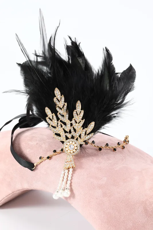 Black 1920s Feather Headband sold by Zapaka