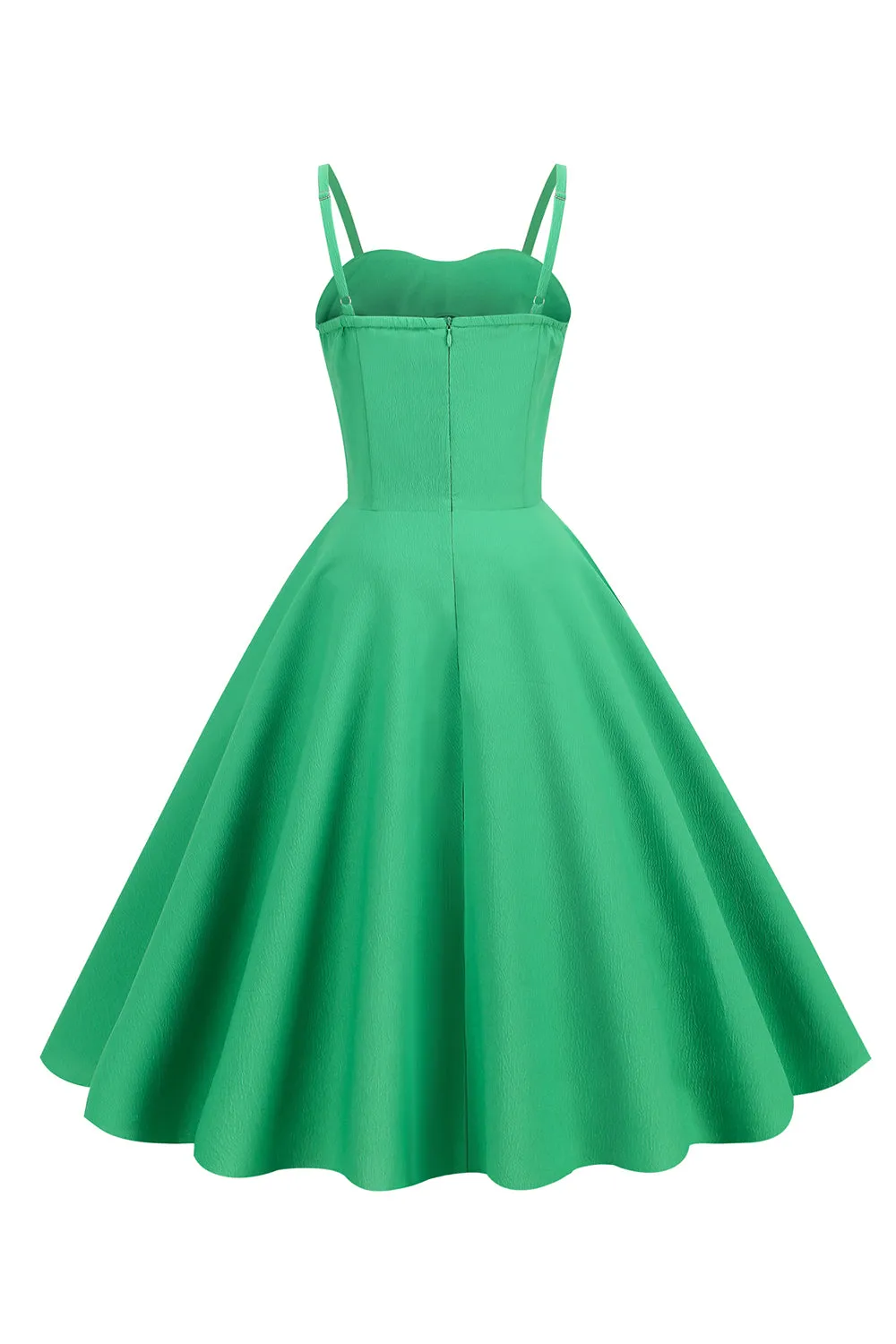 Green Spaghetti Straps 1950s Dress sold by Zapaka product image thumbnail 2