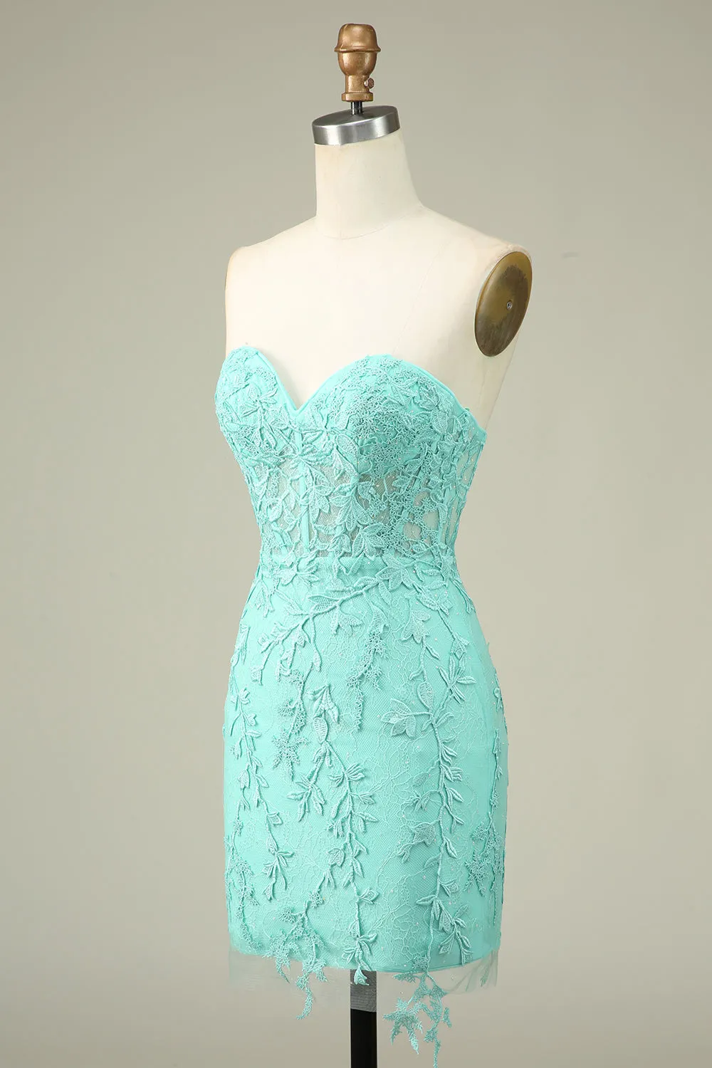 Bodycon Sweetheart Light Green Corset Homecoming Dress with Appliques sold by Zapaka product image thumbnail 3