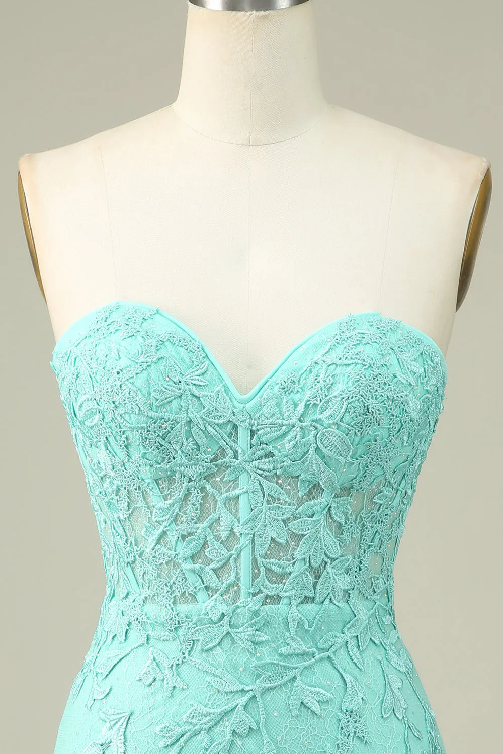 Bodycon Sweetheart Light Green Corset Homecoming Dress with Appliques sold by Zapaka product image thumbnail 4